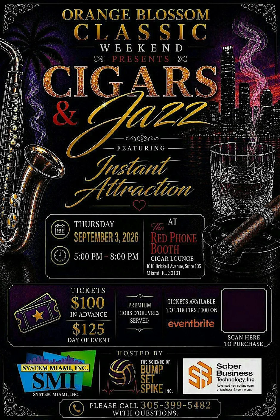 Orange Blossom Classic Weekend Presents Cigars and Jazz for a Cause at Red Phone Booth