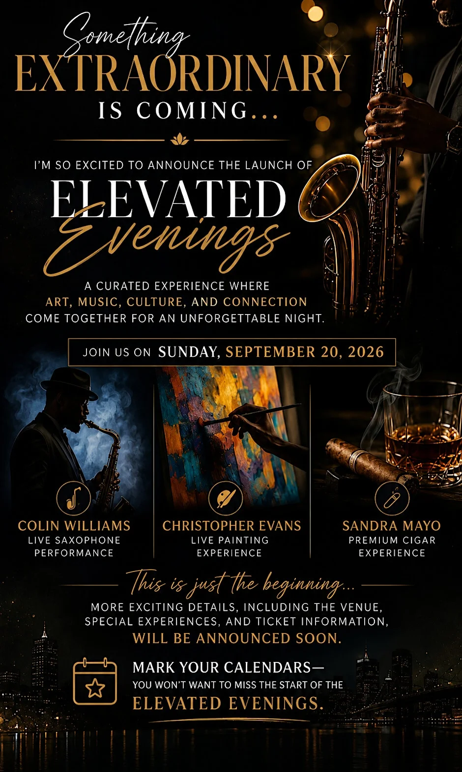 Smoke, Sax & Strokes at Tranquil Designs Home